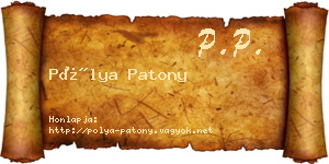 Pólya Patony névjegykártya